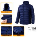 Men Heated Puffer Jacket Electric Heating Coat Insulated Hood Windbreaker 9Heat Zones - Image 10